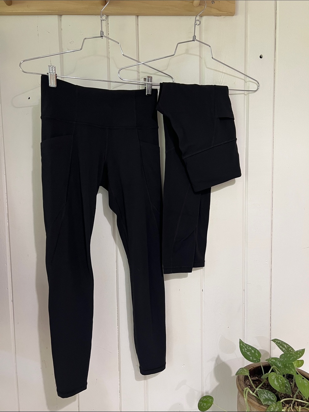 Two Pairs of Athleta Salutation Stash Tight Leggings in Black, XSP
